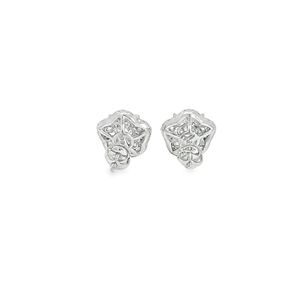 Pendientes de Oro Blanco de 18K con Halo Geométrico de Cinco Lados y Diamante Cultivado en el Centro, Joyería Fina de Lujo para Mujer para Bodas - Product Image 4