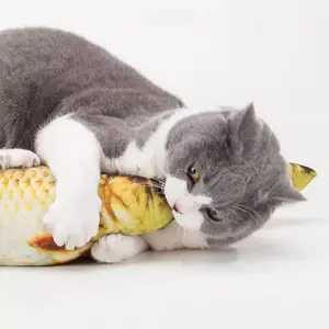 High Quality Funny Playing Durable Cat Interactive Toy Eco Friendly Plush Catnip Fish Pet Toy For Cat