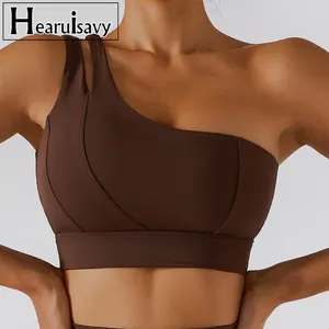 Sexy Gym traspirante Soft Yoga Crop top per le donne Fitness Sport Bra Active High Impact One Shoulder Ladies Sports Bra