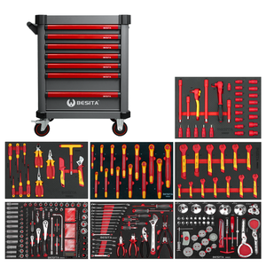 Boîte à outils à roulettes de 277 pièces, acier au chrome-vanadium robuste, armoire à outils à 7 tiroirs, norme allemande, outils pour véhicules électriques hybrides - Product Image 1