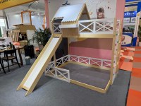 Prix d'usine Lit superposé en bois pour enfants Lit mezzanine avec toboggan avec cabane en arbre Meubles pour enfants