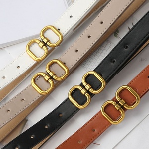 <span class=keywords><strong>Ceinture</strong></span> fine en cuir PU JULUN avec <span class=keywords><strong>double</strong></span> bouton rond doré, <span class=keywords><strong>ceinture</strong></span> pour costume et jean pour femmes - Product Image 1