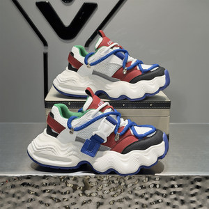 Chaussures à plateforme à lacets pour hommes 2026 Nouvelle collection été en maille respirante à semelle épaisse confortable rehaussant la taille Tendance Mode Sport Décontracté - Product Image 1