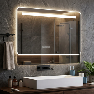 Miroir de salle de bain rectangulaire moderne tendance 2025, éclairage LED, interrupteur tactile, cadre en alliage d'aluminium, style européen, montage mural - Product Image 2