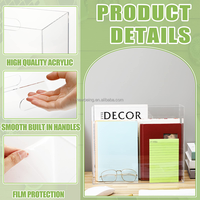 Boîte de rangement de fichiers suspendus, organisateur de dossiers en acrylique pour dossiers de taille lettre Boîte de support de fichiers portable