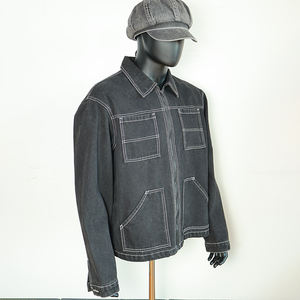 Doger personnalisé surdimensionné lourd vierge <span class=keywords><strong>manteau</strong></span> uni mode luxe Jean Denim veste 14Oz brut Vintage usine Denim veste hommes - Product Image 3