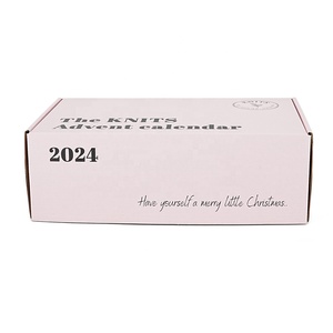 Caja de Regalo Pequeña de Cartón Corrugado Rosa con Impresión Personalizada, con Forro Interior y Separador para Calendario de Adviento - Product Image 5