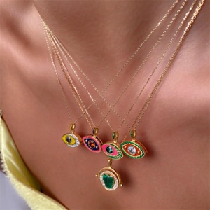 Fashion Zircon <b>Necklace</b> rainbow Enamel Evil Eyes Dangle Charm <b>Necklace</b> Jewelry - Product Image 4