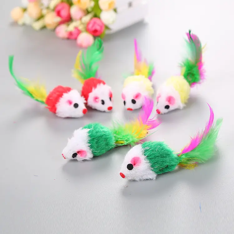 Funny Cat Toy Set Mouse Shaped Mini Funny Playing Plush Interactive Cute Cat Toy Mouse