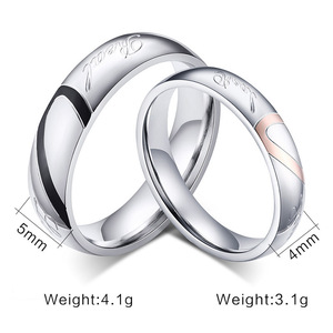 Anillos de Pareja en Forma de Corazón de Acero de Titanio, Anillos de Promesa Minimalistas, Resistentes al Agua y a la Decoloración, Apilables, para Boda - Product Image 2
