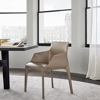 Chaise de salle à manger en cuir de style nordique italien, mobilier de salle à manger, chaise de réception d'hôtel, chaise de négociation de bureau en cuir de selle