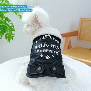 Casaco Impermeável de Algodão Espesso de Luxo para Animais de Estimação, Jaqueta de Couro Quente para Cães com Anel de Tração - Product Image 1