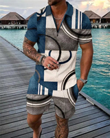 Ensemble de vêtements de sport personnalisé OEM, polo zippé, haut et short de plage, jogging 2 pièces, survêtement pour homme, ensemble de sport de loisirs