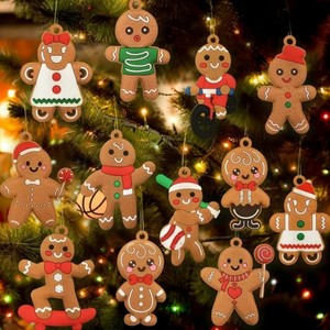 Best-Selling New <b>Gingerbread</b> Man Pendant Snowflake Flower Small Pendant Santa Claus DIY Christmas Tree - Product Image 3