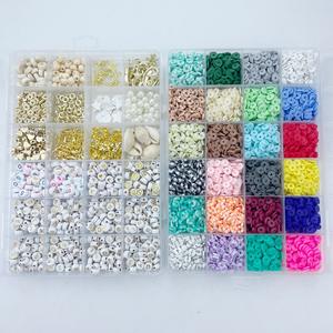 6000 pièces coloré polymère argile perle boîte breloques cordons élastiques <span class=keywords><strong>fabrication</strong></span> de bijoux <span class=keywords><strong>Bracelet</strong></span> collier boucle d'oreille bricolage plat argile perles <span class=keywords><strong>Kit</strong></span> - Product Image 5