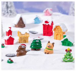 Occidentale figura in miniatura natale fata figurina in resina villaggio pupazzo <span class=keywords><strong>di</strong></span> neve albero <span class=keywords><strong>di</strong></span> cervo per ciechi a sorpresa per bambini giocattoli da bagno - Product Image 3