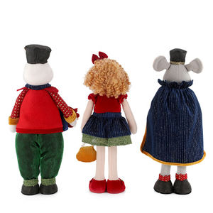 Zaves, bonhomme de neige de Noël de 17 pouces, trio avec un <span class=keywords><strong>soldat</strong></span> souris et une petite fille debout, ornement en tissu peluche et feutre pour la décoration de Noël - Product Image 3