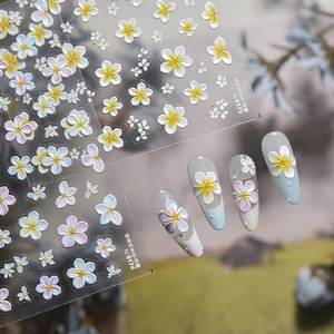 Decoración Autoadhesiva 5D con Flores en Relieve, Color <span class=keywords><strong>Pastel</strong></span> <span class=keywords><strong>Amarillo</strong></span>, Diseño Floral Colorido, Pétalos de Flores de Jardín, para Manicura - Product Image 2