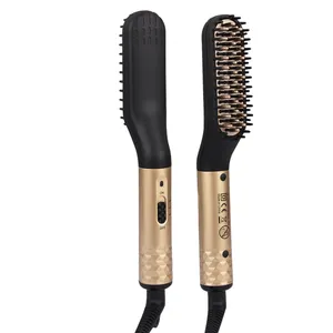 Beard Straightener Comb Hair Straightener Brush Professional Fast Heated Beard Straightening Comb Customized Small Hair Straightener Brush For Men