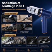 Aspirateur rechargeable automatique 2-en-1, aspiration 6500Pa et souffleur, matériau ABS, chargement USB pour voiture et maison, service OEM/ODM