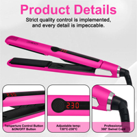 Fer à lisser professionnel en céramique de 1 pouce avec affichage LED de température, ions négatifs, mini format de voyage, double tension, pour salon de coiffure - Vente en gros