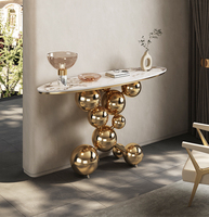 Table de porche de luxe Table de console murale en marbre design Hall d'entrée Table de vue simple post-moderne pour meubles de salon