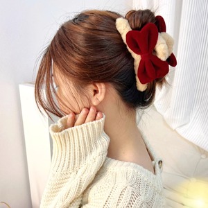 Autumn and winter plush hair accessories, sweet and cute New Year hair <b>clips</b>, <b>bow</b> hair <b>clips</b>, flattering and youthful hair - Product Image 2