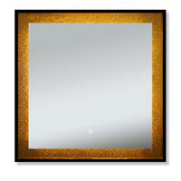 Miroir de salle de bain moderne de luxe à intensité variable, orange, avec capteur tactile, anti-buée, éclairé par LED