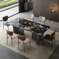 Table à manger rectangulaire en marbre noir moderne de luxe Ensemble de 4 chaises 6 places pour restaurant Salon Meubles minimalistes au design