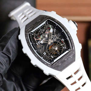 2025 hot-selling high-end trendy <b>men's</b> mechanical <b>watch</b> white carbon fiber barrel tourbillon skeleton <b>watch</b> - Product Image 2