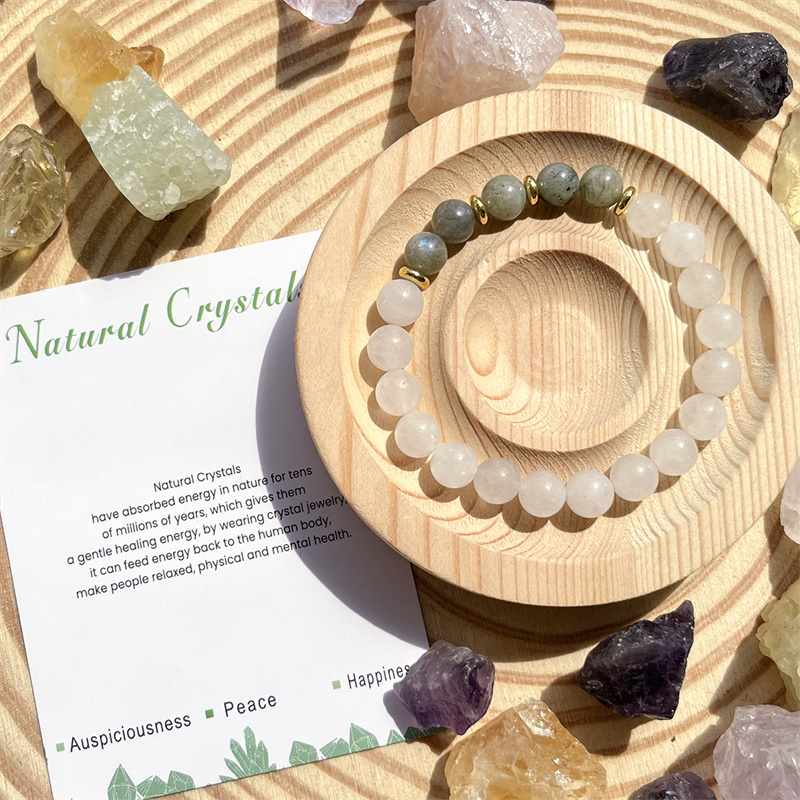 Labradorite blanche + Jade blanc