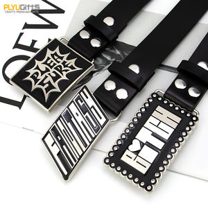 Fibbie per Cinture da Uomo Personalizzabili, Rimovibili, in Pelle PU/Vera Pelle, con Borchie, Metallo, Smalto, Resina Epossidica Nera e Strass, Lussuose e Durevoli - Product Image 1