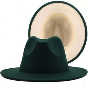 Chapeau Fedora bicolore personnalisé pour femme, motif uni, pour un usage décontracté ou pour une soirée - Product Image 2