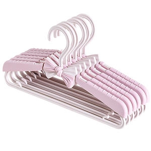 Cintres personnalisés antidérapants pour vêtements d'enfants, extensibles, en plastique, pour séchage de nœuds de bébé, rose, lot de 5, organisateur de vêtements à crochets - Product Image 1