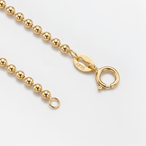 Collier chaîne à billes en argent sterling 925 plaqué or 18 carats, chaîne minimaliste, bijou polyvalent - Product Image 5