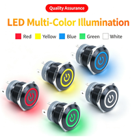 Sakelar Tombol Tekan LED Logam Hitam Pengunci Otomatis Arus Tinggi Ith20A Tahan Air Tahan Debu Pemasangan Panel 22mm 25mm
