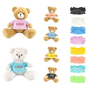 Venda quente crianças tiktok cortar coisas vendendo DIY atacado Teddy urso mascote traje com camiseta LOGOTIPO Personalizar