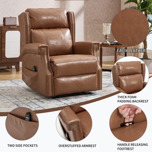 Manuel Durable 155 °   Fauteuil inclinable avec massage et chaleur, siège large de 22,2 pouces, montage facile, en similicuir ciré camel - Product Image 6