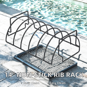 Grille à côtes de 14 pouces de haute qualité, autre matériau, antiadhésive, pour grillades, facile à utiliser, facile à nettoyer, 1-2 kg, style moderne, cuisine - Product Image 2