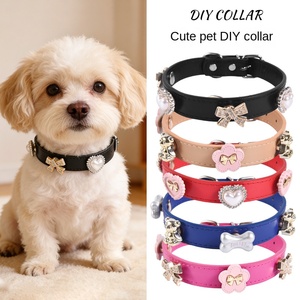 Collares de Cuero PU de Color Sólido para Mascotas, Perros y Gatos, con Diseño de Lujo y Decoraciones de Dijes DIY, Venta al Por Mayor - Product Image 3