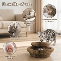 Grattoir à chat Magic Organ pliable en carton ondulé avec boule à clochette, jouet interactif pour animaux de compagnie