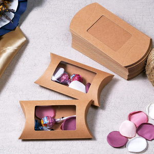 Boîte à coussin en papier bon marché, emballage <span class=keywords><strong>cadeau</strong></span>, boîtes pliables pour friandises avec fenêtre transparente, boîte à coussin en papier kraft - Product Image 4