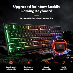 Teclado para Juegos K521 Classic Rainbow LED, 104 Teclas, Membrana con Cable, con Teclas Multimedia, Cable USB para Computadora Portátil y PC - Product Image 2