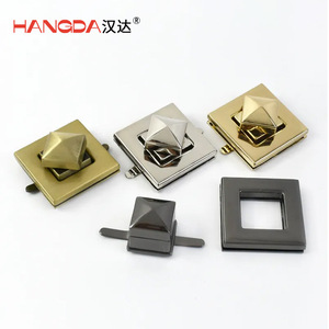 Cerradura cuadrada Handa Hardware con manija de aleación de zinc y pestillo metálico para bolsos, en acabado dorado claro, blanco, negro y antiguo. - Product Image 2