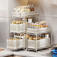 Étagère de rangement sous évier coulissante pour armoire de cuisine, organisateur 2/3 niveaux en acier perforé, étagère à épices, commande d'échantillon, vente en gros directe usine