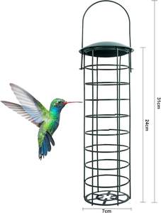 Station de mangeoires d'oiseaux vertes en fer pour l'extérieur Conception suspendue standard pour attirer les oiseaux sauvages Boules de suif gras Bols pour animaux de compagnie - Product Image 4
