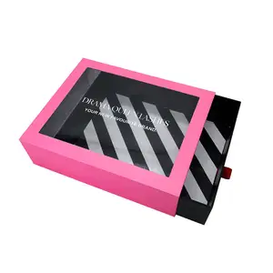 wholesale empty dark pink and black lashes eyelashes packaging boxes custom luxury drawer lash box with logo