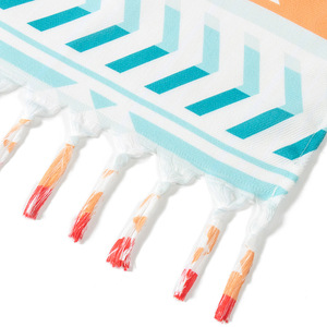 Toalla de playa turca de poliéster con estampado geométrico de secado rápido de 100x180 cm con borlas para uso en la playa - Product Image 2