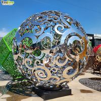 Esfera Geodésica de Acero Inoxidable, Espejo Reflectante, Escultura para Exteriores, Plaza, Jardín, Arte Paisajístico Moderno