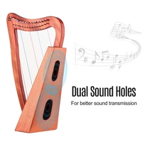 Walter.t 15 cordes Lyre Harp Instrument à cordes en bois avec sac de transport Sangle Chiffon de nettoyage Clé d'accordage Pickup pour débutants